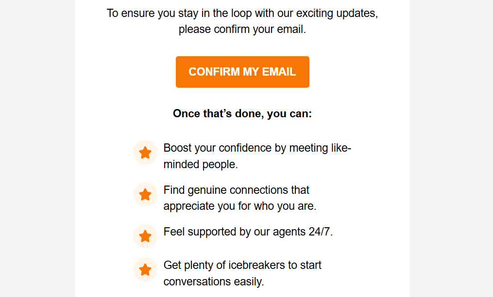 La Date new account registration and email confirmation