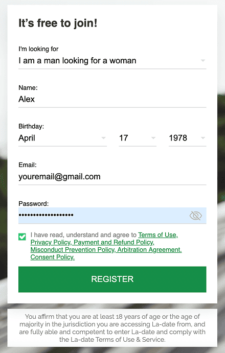 La Date registration process